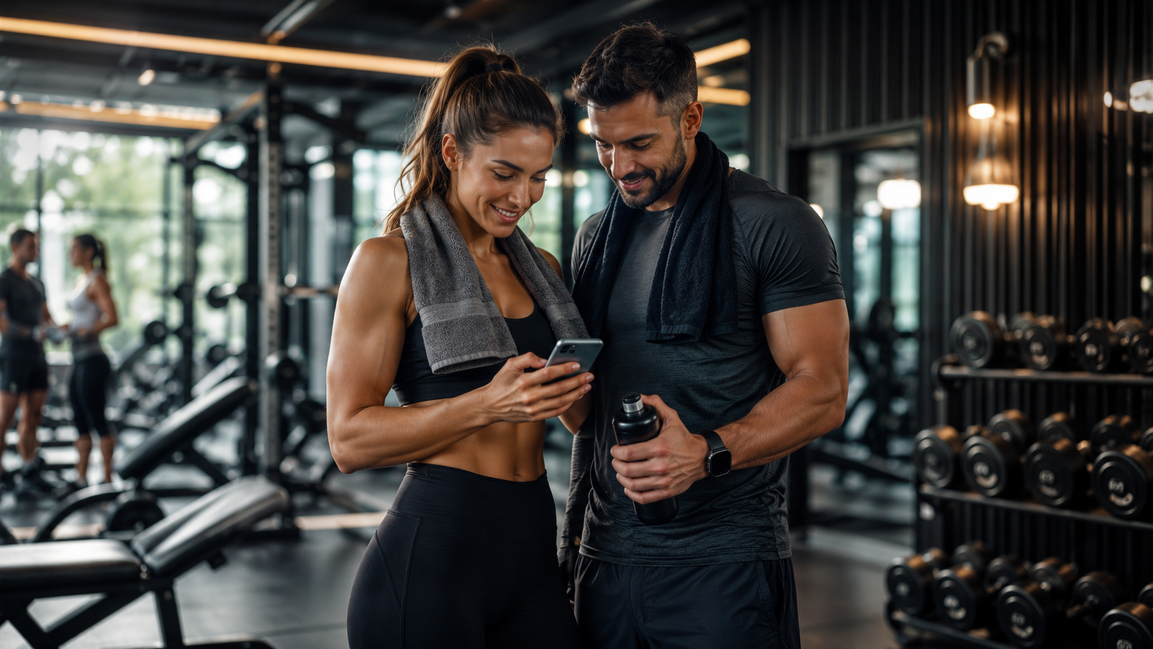Comunidad de alumnos fitness usando tecnología